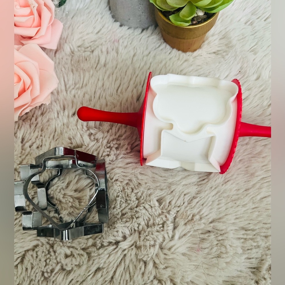 Vintage Silver Cookie Cutters with Red Handle Roller